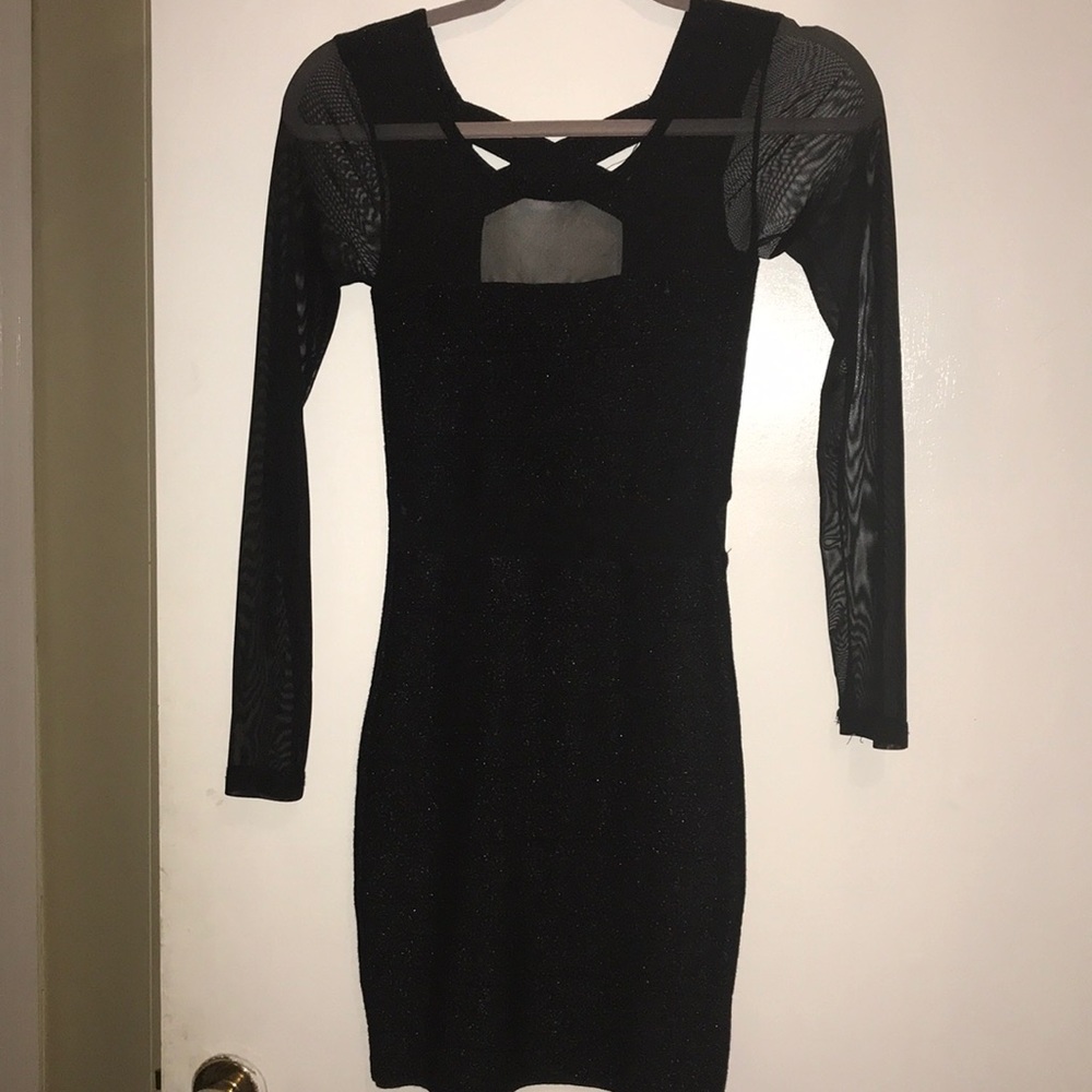 F21 Black Sparkle Bandage Dress